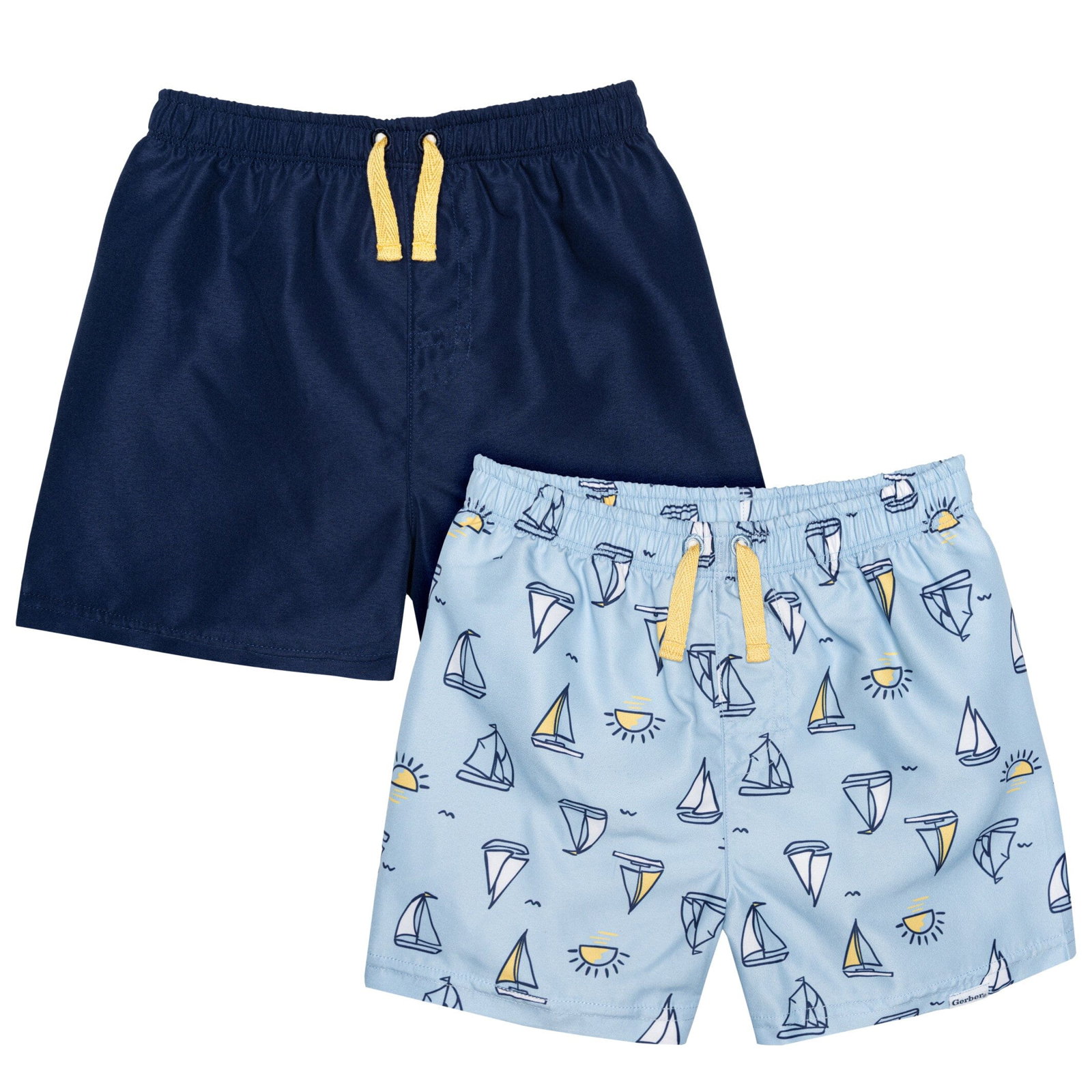 Image of 2-Pack Baby & Toddler Boys UPF 50+ Sailboats Swim Trunks