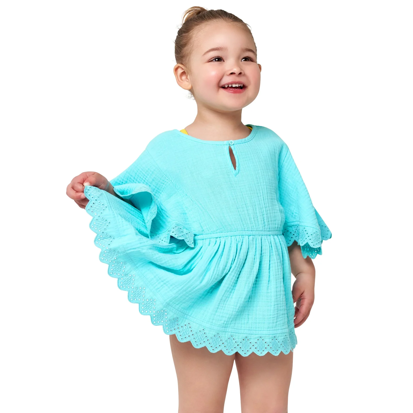 Image of Baby & Toddler Girls Aqua Gauze Kaftan Coverup