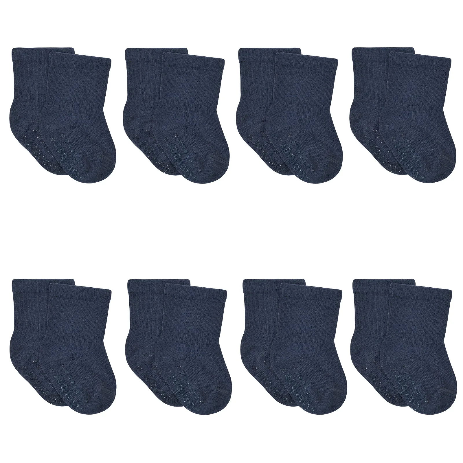 Image of 8-Pack Baby & Toddler Navy Wiggle Proof® Jersey Crew Socks