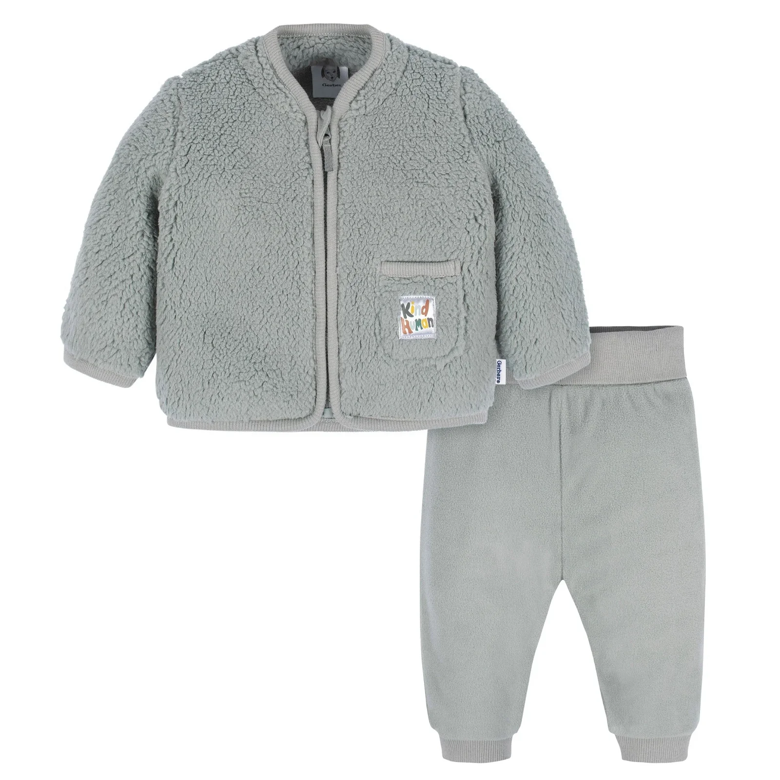 Image of 2-Piece Baby & Toddler Boys Kind Human Sherpa Jacket & Jogger Set