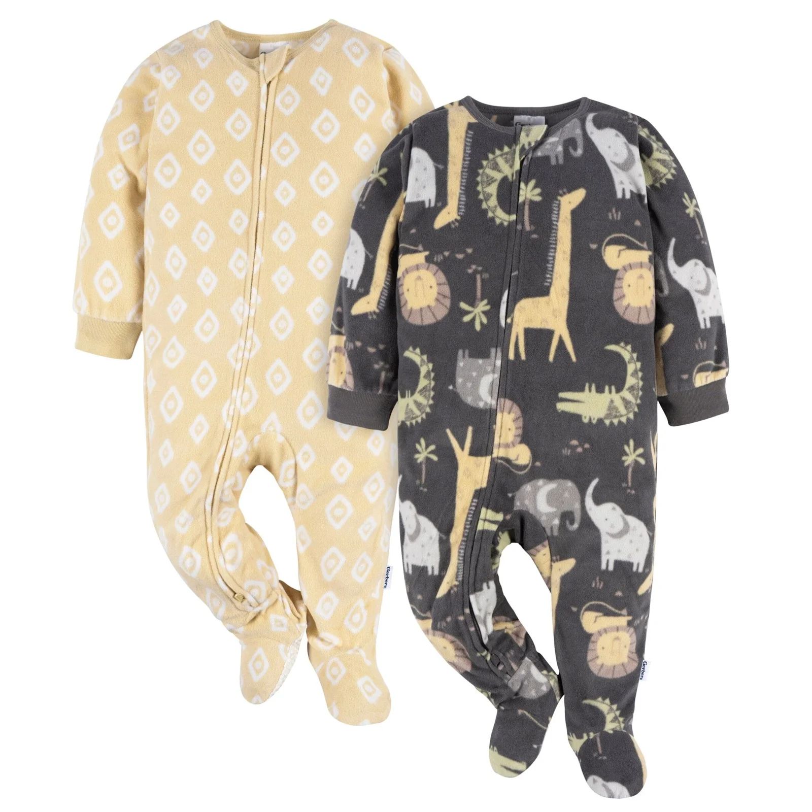 Image of 2-Pack Baby & Toddler Neutral Safari Fleece Pajamas