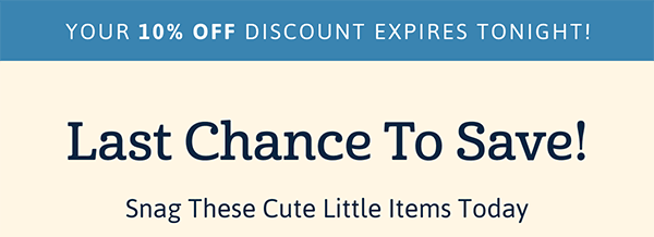 Banner: Your 10% Off Discount Expires Tonight