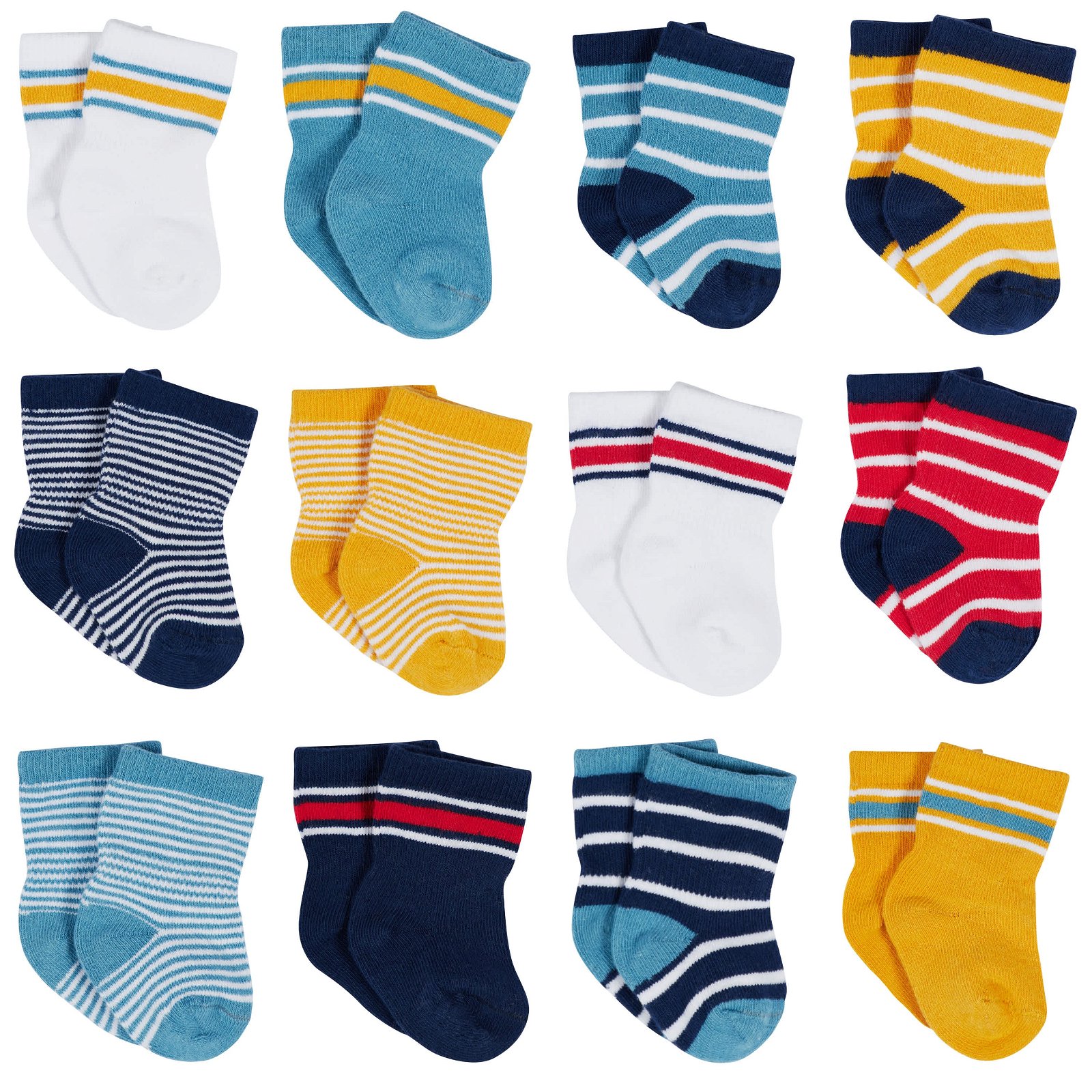 Image of 12-Pack Baby & Toddler Boys Construction Zone Jersey Crew Wiggle Proof® Socks