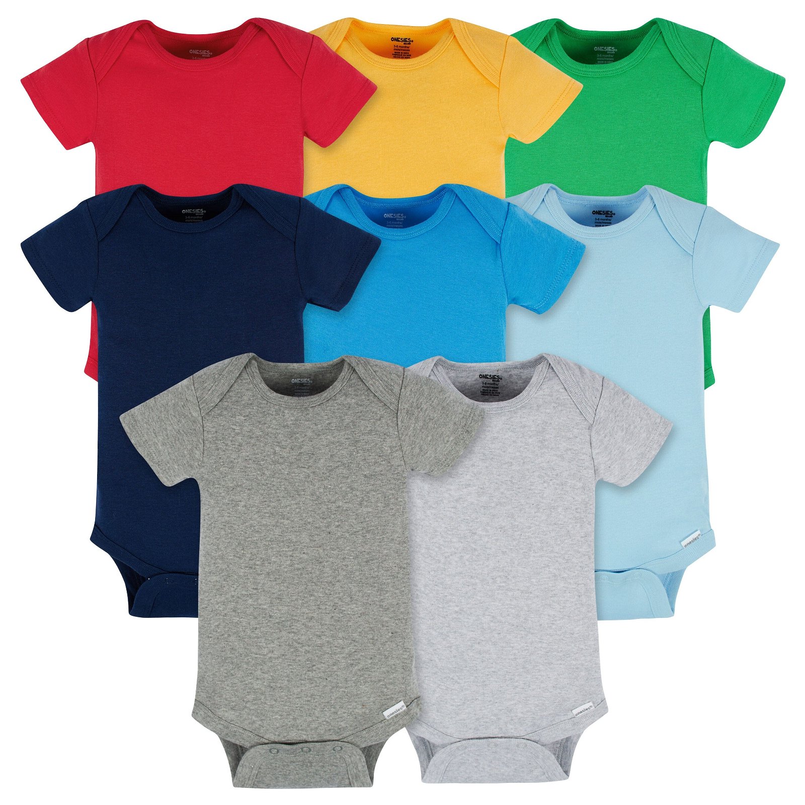 Image of 8-Pack Baby Neutral Classic Rainbow Short Sleeve Onesies® Bodysuits