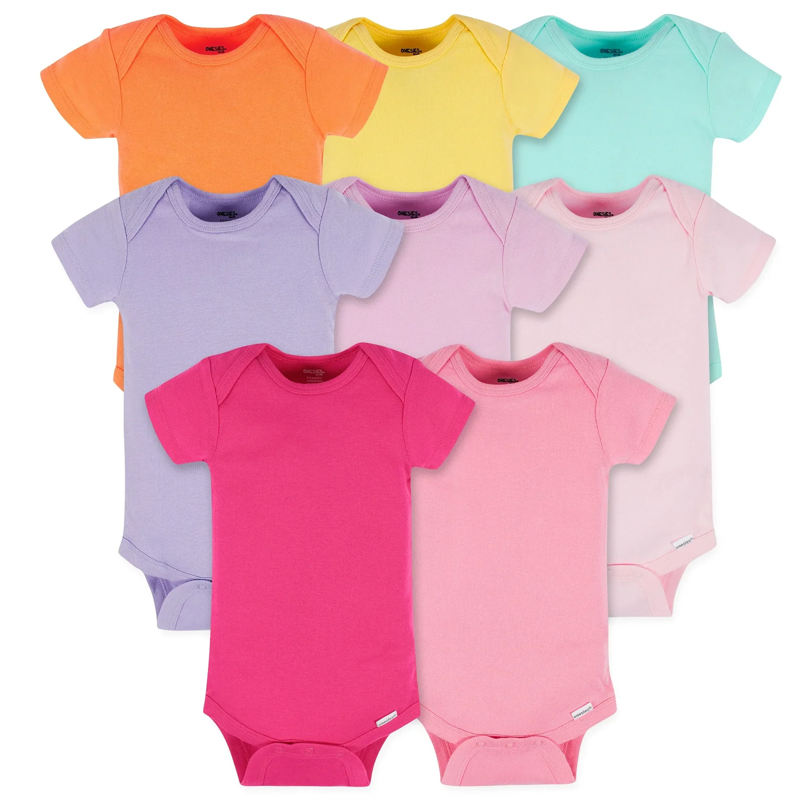 Image of 8-Pack Baby Neutral Pastel Rainbow Short Sleeve Onesies® Bodysuits