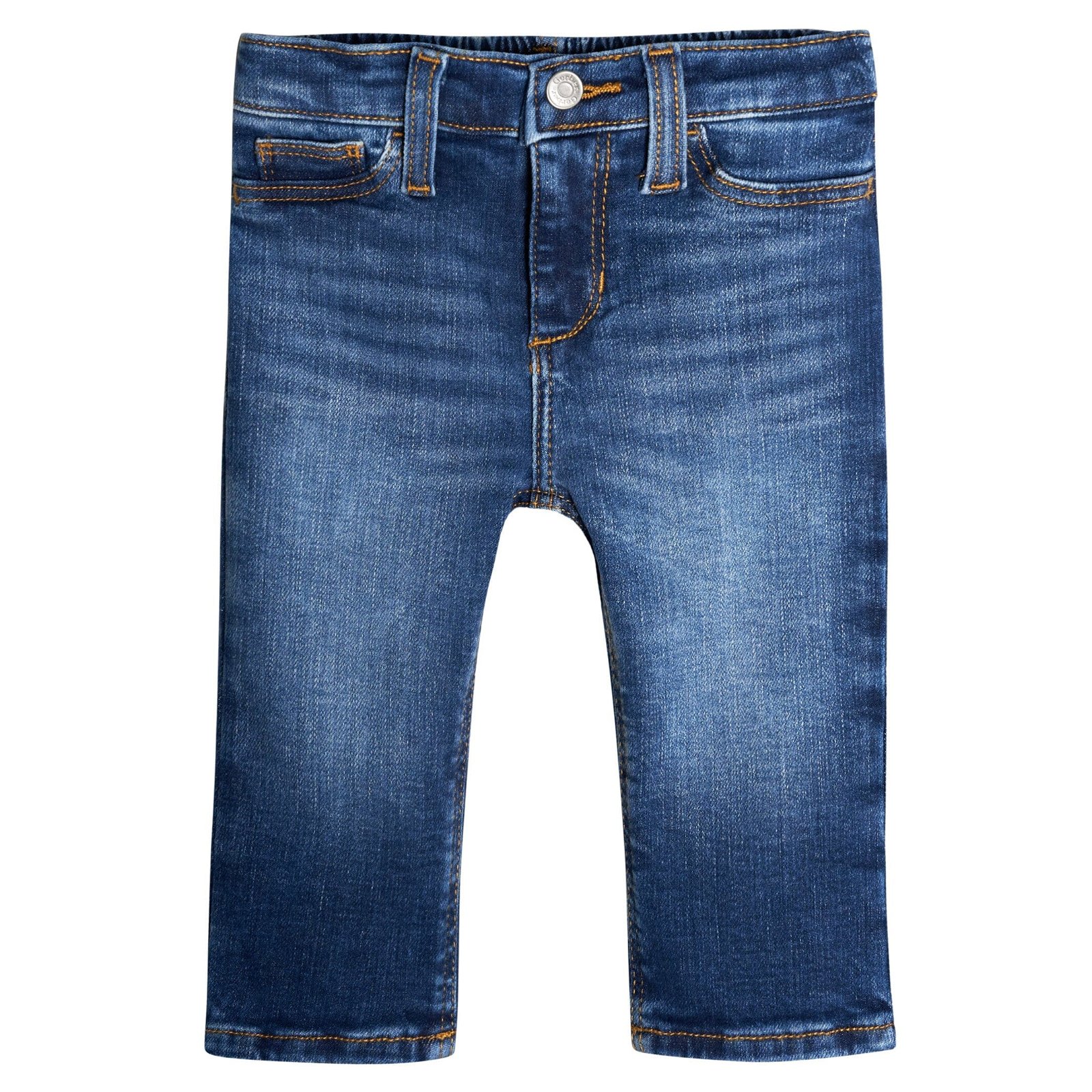 Image of Baby Neutral Blue Straight Fit Denim Jeans With Elastic Back