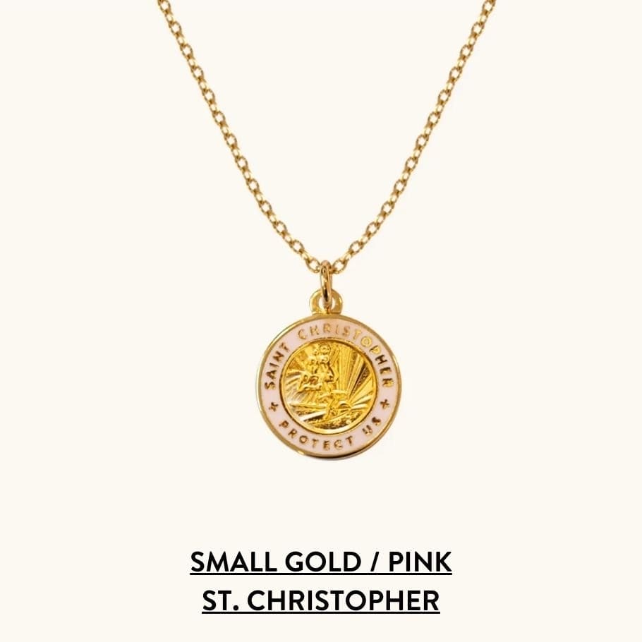 SHOP SMALL GOLD / PINK ST. CHRISTOPHER