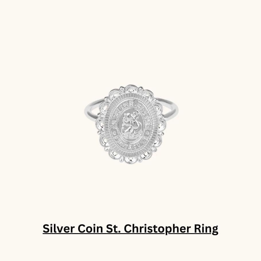 SHOP SILVER COIN ST. CHRISTOPHER RING