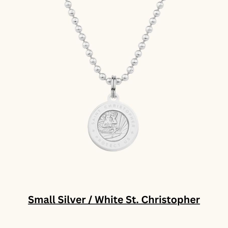 SHOP SMALL SILVER WHITE ST. CHRISTOPHER