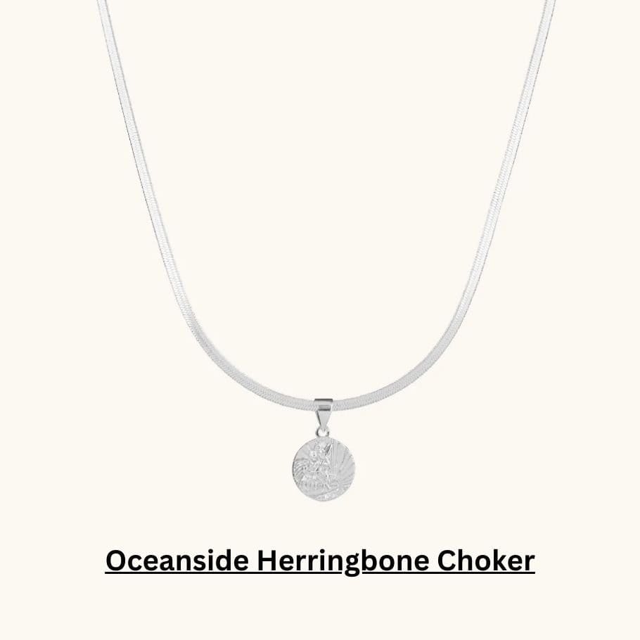 SILVER OCEANSIDE HERRINGBONE CHOKER