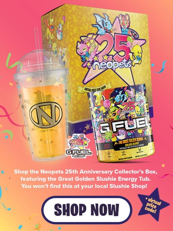 Neopets 25th Anniversary Collector’s Box display (w/cup, tub, code, box)