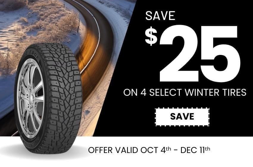 Save \\$25 OFF on a set of 4 select winter and snow tires!