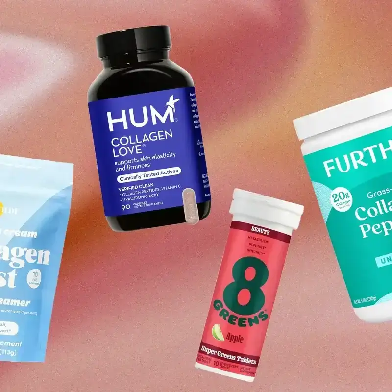 Best collagen supplements collage featuring five different products