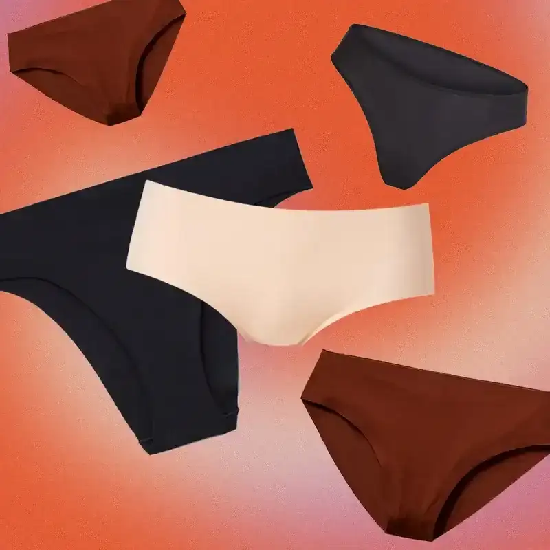 Best underwear for working out collage featuring four different types of undergarments on a peack and pink background.