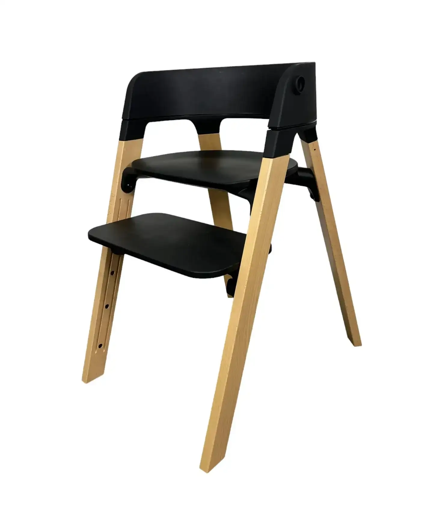 Image of Stokke Steps Chair, Black Seat with Natural Legs