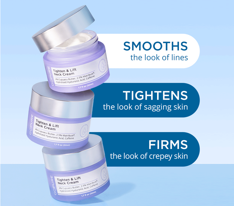 Tighten & Lift Neck Cream: Smooths the look of lines, tightens the look of sagging skin, and firms the look of crepey skin