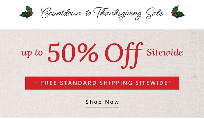 Up to 50% Off Sitewide + Free Standard Shipping on Christmas