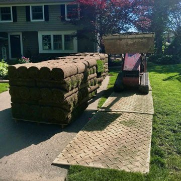 Ground Protection Mats over landscape