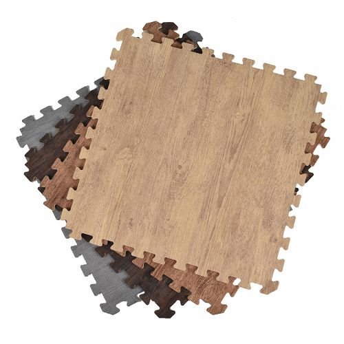 wood grain foam tiles stack