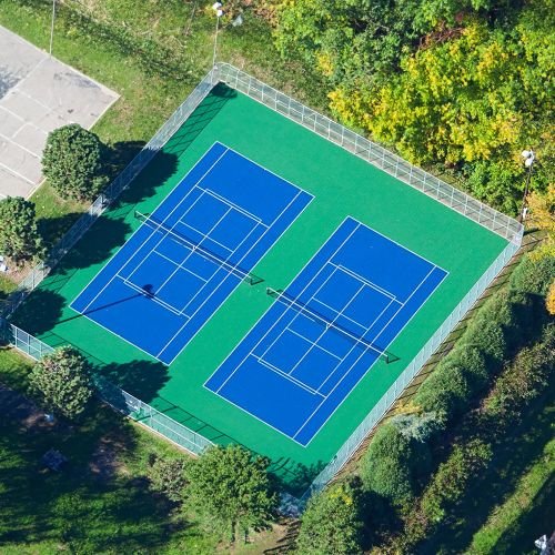 pickleball court with lines aerial view