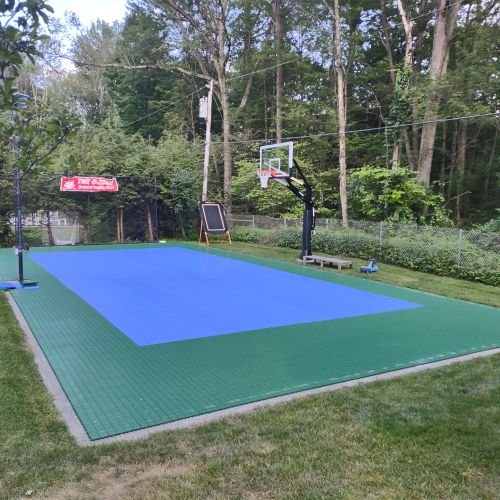 pickleball court tiles no lines backyard install