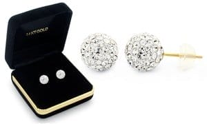 14K Gold Crystal Ball Earrings With A Gift Box for Valentine's Day By Sophia Lee