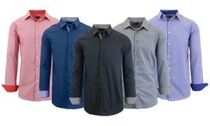 Men's Long Sleeve Solid & Printed Slim-Fit Dress Shirt (Sizes, S-5XL)