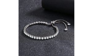 14K White Gold Plated Adjustable Tennis Bracelets with crystals from Swarovski