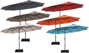 15FT Double-Sided Twin Patio Umbrella Sun Shade Outdoor Crank Market