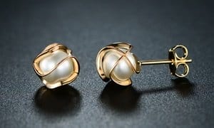 6mm Cultered Fresh water pearl Cage Earrings 