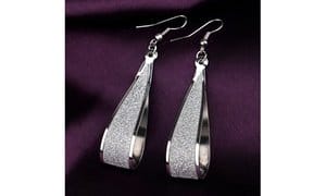 Sterling Silver Plated Long Drop Dangle Hoop Earrings