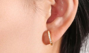 18K Gold Plated Huggie Earrings Made With Crystals By Swarovski