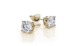 10k Yellow Gold Plated Created White Sapphire Round Stud Earrings