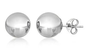 14K White Gold Ball Stud Earrings