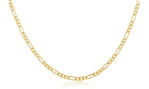 Italian Figaro Chain Necklace in 14K Solid Gold Hollow by Moricci