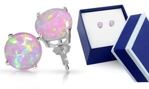 Sterling Silver Pink Opal Stud Earrings in a Box By MUIBLU Gems