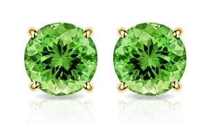 Solid 10K Gold 2.00 CTW Peridot Stud Earrings By MUIBLU Gems