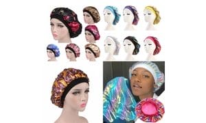 Women Satin Night Sleep Cap Hair Bonnet Hat Silk Head Cover Wide Elastic Band