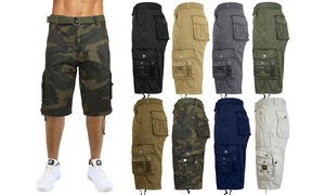 Men's Galaxy By Harvic Classic-Fit Belted Cotton Cargo Shorts (Sizes 30-48)