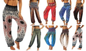 Harem Yoga Pants for Women Hippie Boho PJs Lounge Beach Print Plus