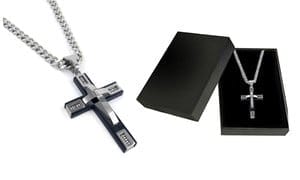 Men's Cross Necklaces in Stainless Steel With Matching 24