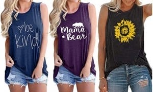 Women Camper Faith Mama Bear Graphic Printed Tank Tops Sleeveless Blouse Shirts