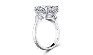 Cubic Zirconia Round Cut Bridal Ring With Baguette Cut Side Stones