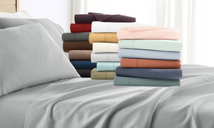 iEnjoy Home 4-Piece Luxurious Bamboo Bed Sheet Set with Deep Pockets