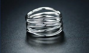 18K White Gold Plated 5-Row Ring By Sevil