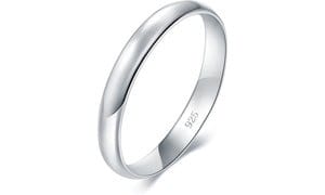 Italian Made Solid Sterling Silver 3MM Classic Wedding Band in Sizes 4-12