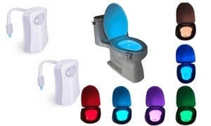 2 Pack 8 Colors Led Motion Sensor Activated Toilet Night Light