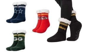 Forever Collectibles Women's NFL Footy Sherpa Sock Slippers