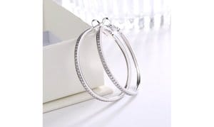 14K Gold or Rhodium Plated Large Hoop Earrings with crystals from Swarovski