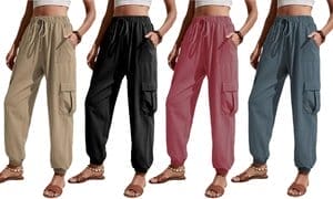 Womens Wide Leg High Waist Carrot Pants Cargo Pants